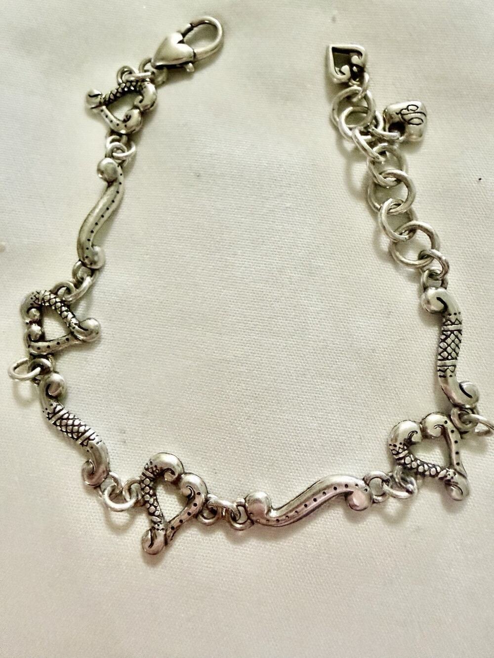Brighton Tuscan Etched Heart Silver Weave Bracelet